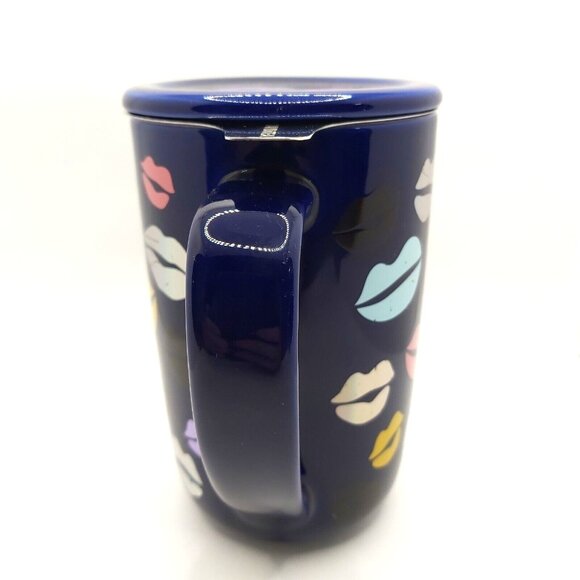 Davids Tea Nordic Mug Color Changing Lips Kiss Valentine Blue Infuser and Lid - Picture 9 of 12